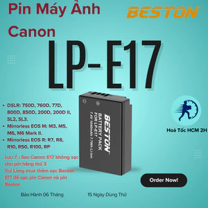 Pin sạc LP-E17 1040mAh, Bộ Sạc Beston Cho Máy Ảnh Canon EOS R50 M5 EOS 750D EOS 760D EOS 800D 77D