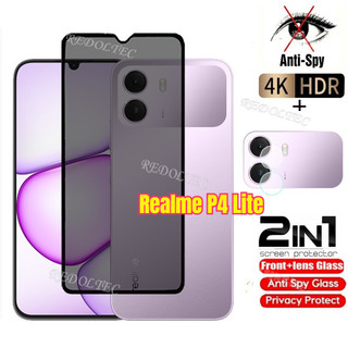 Realme P4 Lite 4G Kính cường lực siêu riêng Chống gián điệp Full Cover Bảo vệ màn hình toàn bộ keo Chống Peek 2in1 Phim riêng tư + Bảo vệ ống kính Realme P4Lite