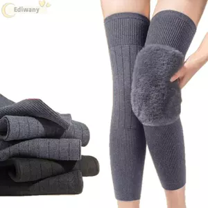Miếng đệm đầu gối mùa đông EDIWANY, Tay áo đầu gối ấm áp chống gió dày, nhung nhung bền bỉ Hỗ trợ đầu gối đàn hồi đa năng Unisex