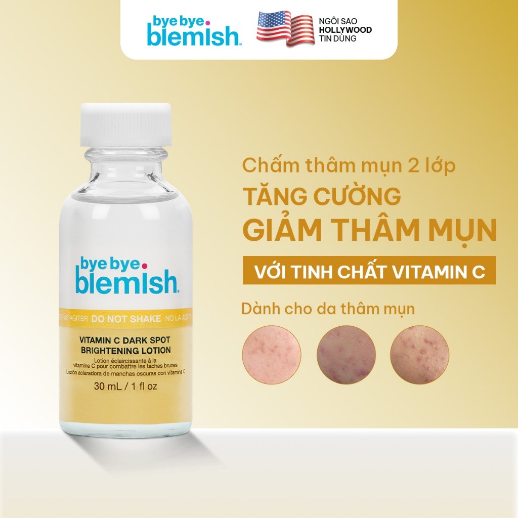 Chấm Thâm Mụn Vitamin C Giảm Thâm Mụn Nhanh Bye Bye Blemish Vitamin C Dark Spot Brightening Lotion 30ml