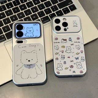 Dễ Thương Màu Xanh Sọc Bib Chó Trường Hợp Điện Thoại Cho iPhone 17 16 15 14 13 12 11 Pro Max 16 15 14 Plus
