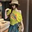 Áo thun in hình phong cách mới mùa hè Thiết kế Sense Niche Tops All-Match Slimer Look Thời trang Nữ phong cách Hồng Kông Dop