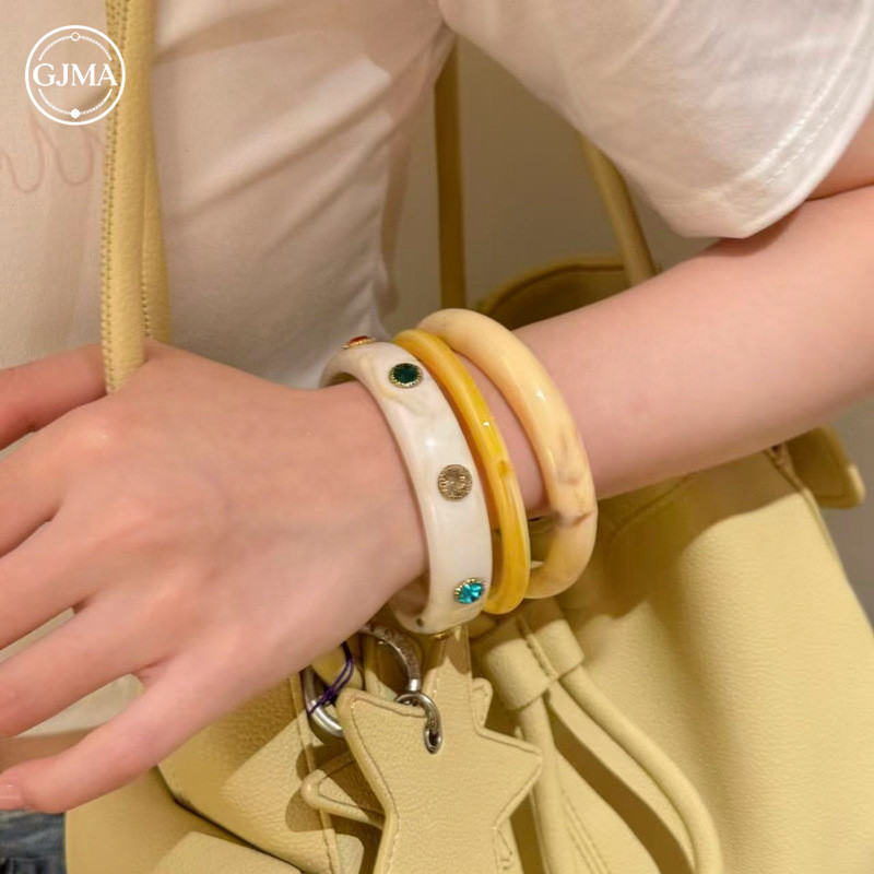 Bộ 3 Vòng Tay Nhựa Đính Đá Phong Cách Boho Thiết Kế Độc Đáo Thời Trang Phụ Kiện Cho Nữ