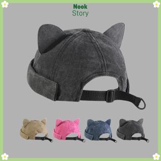 Mũ trùm đầu tai mèo NOOKSTORY, Mũ không vành cũ giặt thoáng khí, Mũ beanie màu trơn Unisex có thể điều chỉnh dễ thương Mũ beanie nam giới