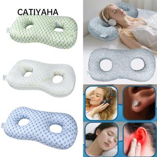 Gối ngủ cong CATIYAHA, Gối xỏ lỗ tai hai lỗ tai tiện dụng, Dễ dàng làm sạch thoáng khí Di động thoải mái Bông tai Gối phụ kiện ngủ bên