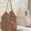 Túi Tote Móc PYCOU, Rỗng Có Lớp Lót Dây Kéo Ví Đan Openwork, Sang Trọng Màu Trắng Nâu Dung Tích Lớn Polyester Boho Đi Biển Túi Sử Dụng Mùa Hè
