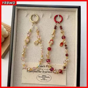 Dây buộc điện thoại di động YRBWD, Mặt dây chuyền túi đính cườm tay DIY, Phim hoạt hình hợp kim Charm điện thoại mèo may mắn