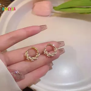 < Honeyba > 1 Đôi Mới Tính Khí Đơn Giản Vòng Tròn Bông Tai Ngọc Trai Thời Trang Nhỏ Đa Năng Bông Tai Nữ Trang Sức Đẹp