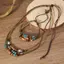 AqToCna 2 Cái / bộ Nhiều Lớp Vintage Hạt Gỗ Mặt Dây Chuyền Da Đính Hạt Dệt Cầu Nguyện Nelace & Vòng Tay Trang Sức Thời Trang Quà Tặng AqToCna