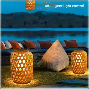 Đèn lồng mây giả IAPPORTUNIA, Đèn chùm cảnh quan dệt chống nước ấm áp, Đèn LED sáng tạo 800 MAH Sân chiếu sáng Đồ trang trí ngoài trời
