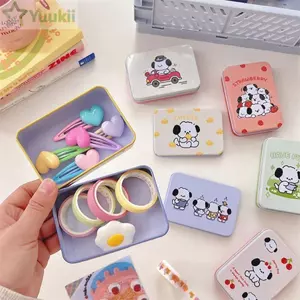 Hộp thiếc YUUKII, Hộp lưu trữ hình chữ nhật hoạt hình, Họa tiết chó con Mini Kim loại Kẹo Thuốc thiếc Hộp đựng trang sức