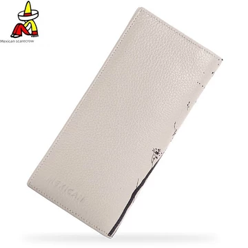 Women's Korean-Style Genuine Leather Long Wallet – Beige