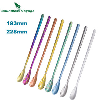 Boundless Voyage Titan Khuấy Thìa Tay Cầm Dài Trà Cà Phê Thanh Cocktail Trộn Khuấy Uống Dao Kéo Bền