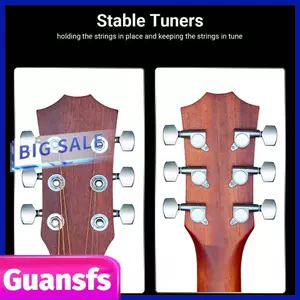 Guansfs Chốt điều chỉnh dây đàn guitar chuyên nghiệp Dioche 3L3R 6 đầu máy kín Bộ điều chỉnh cho điện Acoustic Cổ điển Vàng bạc Sắt Hợp kim kẽm 3 trái phải (Đen)