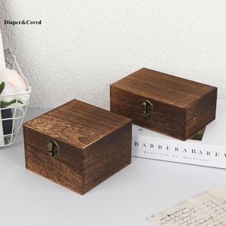 DIAPER & CORED Vintage Gỗ Bản Lề Hộp Bảo Quản Trang Sức Vuông Thủ Công Tổ Chức Có Nắp Cho Gia Đình YTH