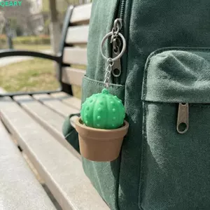 QEARY Xương Rồng Clicker Móc Chìa Khóa, Hoạt Hình 3D In Nút Clicker, Nhựa Sáng Tạo Trang Trí Chống Thấm Nước Ngón Tay Đồ Chơi Móc Khóa