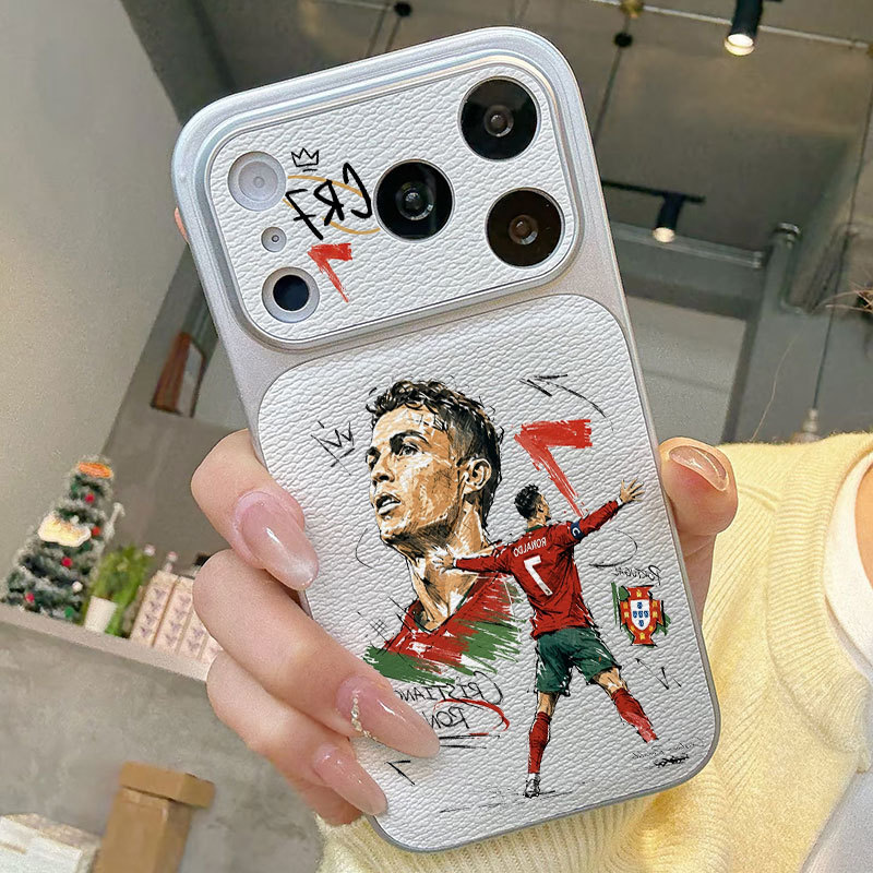 Ốp lưng iPhone Họa tiết da phong cách mạ Bồ Đào Nha số 7 Ronaldo iPhone 17 16 15 14 13 12 11 Pro Max Plus Max