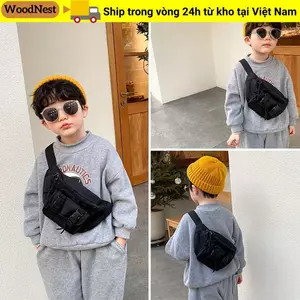 Túi đeo thắt lưng trẻ em WOODNEST, Túi ngực dung tích lớn, Túi đeo chéo đa chức năng thông thường Hipster