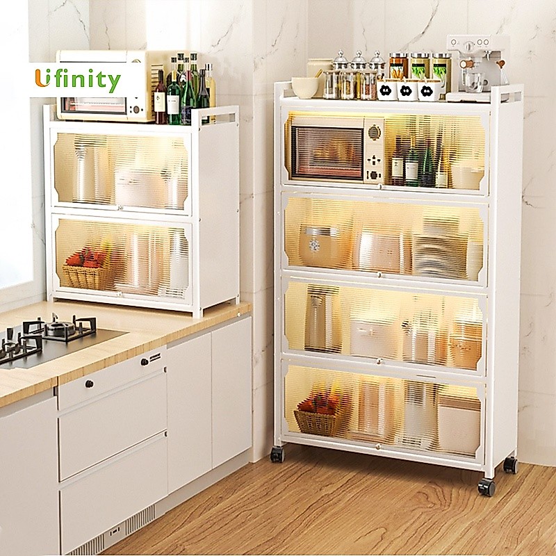 Lifinity Kệ Tủ Nhà Bếp Đa Năng Thép Carbon Màu Trắng,Chống Bụi&chống chuột,Có Bánh Xe