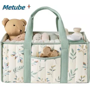 Dụng cụ sắp xếp tã cho bé METUBE, Giỏ đựng đồ mẫu giáo di động hoa, Túi đựng tã trẻ sơ sinh đa chức năng dung tích lớn dành cho trẻ sơ sinh Túi đựng tã du lịch ngoài trời
