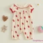 Áo liền quần bé gái mùa hè Puff tay ngắn cổ búp bê Bộ áo liền quần in hình dâu tây dễ thương