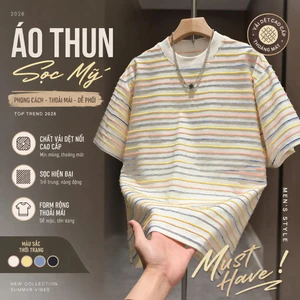 Áo thun nam ngắn tay cổ tròn VN, phong cách cổ điển, vải chất lượng cao, họa tiết sọc Jacquard kiểu Mỹ, thích hợp cho trang phục hợp thời trang mùa hè, giúp sửa đổi hình dạng cơ thể của bạn.