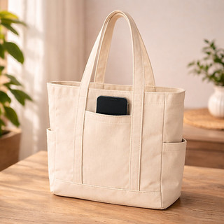 Túi tote túi vải canvas có khóa miệng và ngăn phụ đeo vai đi học đi chơi thời trang đựng vừa khổ A4 laptop - tuim196