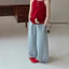 Quần trẻ em Phong cách mùa hè Bé gái phiên bản Hàn Quốc Quần jean thẳng màu trơn