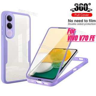 360 Full Cover VIVO V70 FE Chống Sốc Acrylic Trong Suốt Mặt Trước Bảo Vệ Hai Mặt Vỏ Điện Thoại Cứng VIVO V70FE
