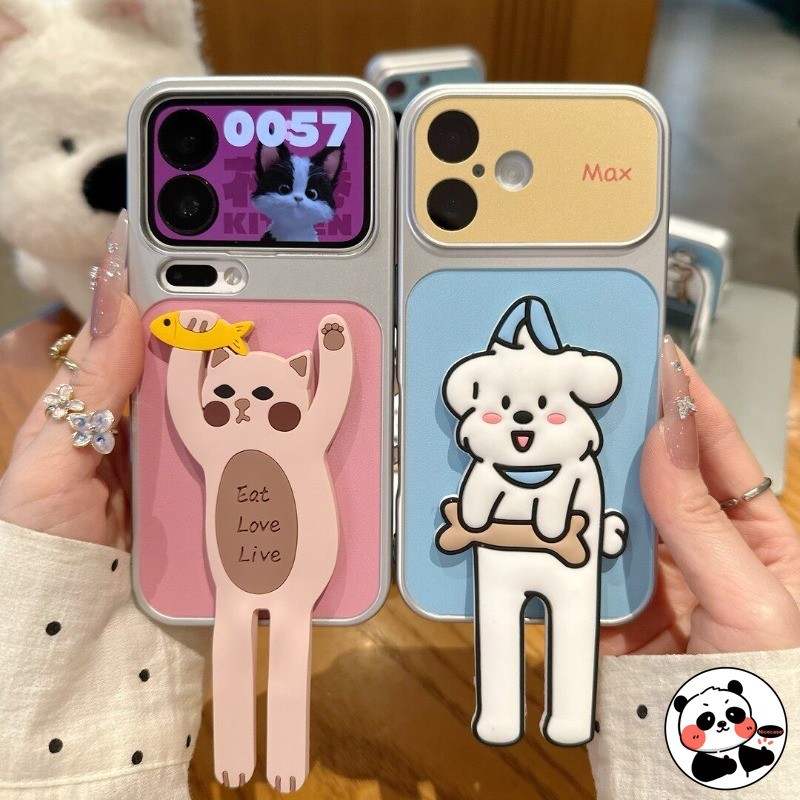Ốp điện thoại cặp đôi dễ thương có chân đế cho Redmi 15A 15 15C 14C 14R 13 13C 13R 12 12C 12R 11A 10 Prime Power 10A 10C 5G 4G Vỏ mềm hình chó mèo hoạt hình