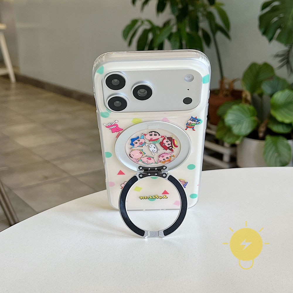 Phone Case For iPhone 17 Pro Max 16 15 with Griptok TPU Crayon Xiao Xin Rotate with Griptok Aesthetic Korean Cute