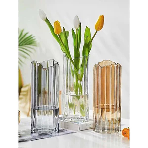 Bình Bông - Lọ Hoa Thủy Tinh Sọc Dọc Cao Cấp (30x12cm) – Kiểu Dáng Trụ Tròn Decor Phòng Khách, Bàn Ăn Sang Trọng