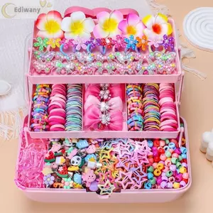 Bộ phụ kiện tóc EDIWANY, Dây buộc tóc có độ đàn hồi cao không làm tổn thương cho bé gái, Bộ quà tặng công chúa kẹp tóc đầy màu sắc