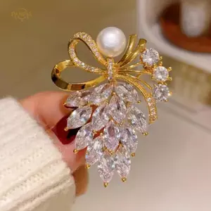 PNPIA- Thời Trang Kim Cương Giả Pha Lê Nơ Ngọc Trai Thổ Cẩm Nữ Quần Áo Áo Trang Sức Phụ Kiện Quà Tặng