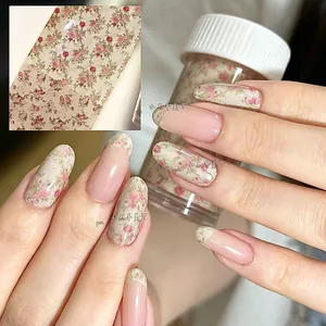 Ooolala Nhẹ Nhàng Hoa Chuyển Giấy Tranh Sơn Dầu Cổ Điển Hoa Hồng Vẽ Tay Đôi Chắp Vá Móng Tay Hoa Ren Móng Tay Bầu Trời Đầy Sao Giấy