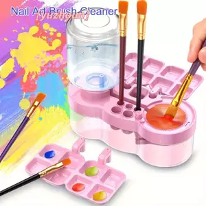 Máy rửa bàn chải nghệ thuật làm móng tay có nút thoát nước Bàn chải sơn Thiết bị sạch Lưu thông nước tự động cho bàn chải nghệ thuật làm móng