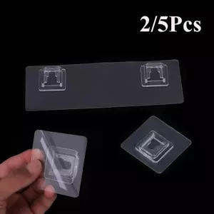 CATIYAHA 2 / 5 Cái Móc Không Dấu Vết Móc Bảo Quản Dính Chắc Chắn Trong Suốt Hộ Gia Đình Chống Thấm Nước Sửa Chữa Kệ Phòng Tắm