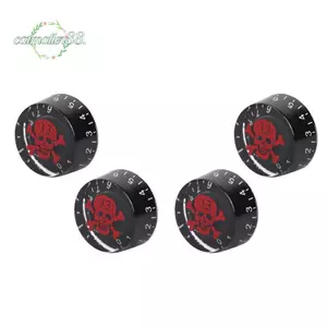 Bộ 4 núm điều chỉnh âm đàn guitar điện CATMALLER88, họa tiết đầu lâu acrylic, màu đen-đỏ/đen-trắng, phụ kiện thay thế
