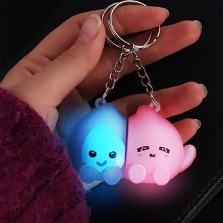 Kawaii Dễ Thương Từ Hút Móc Khóa Treo Phụ Kiện Động Vật Phát Sáng Trong Tối Móc Khóa Hoạt Hình PVC Cặp Đôi Móc Khóa Cô Gái
