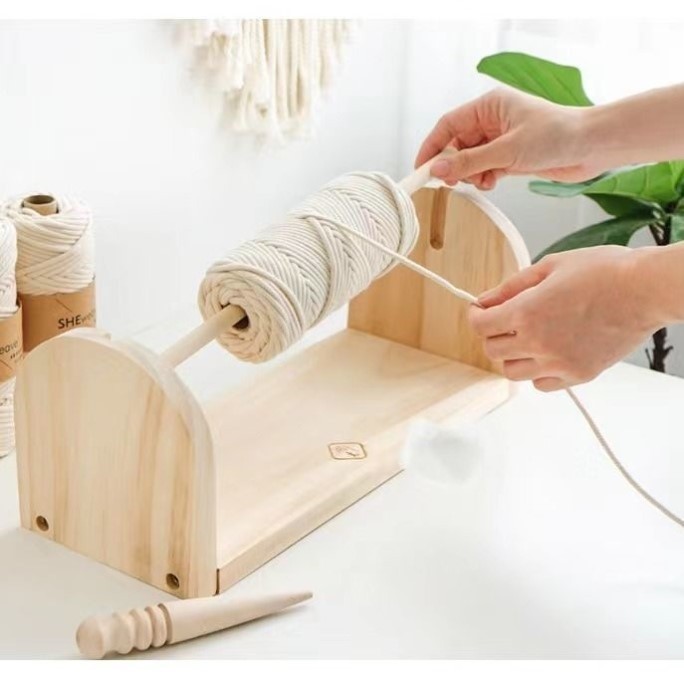 Len Ống Gỗ Chắc Chắn Giá Để Dây Giá Để Đồ Đan Dụng Cụ Phụ Trợ DIY Giá Cuộn Ống Hộ Gia Đình Giá TPQI