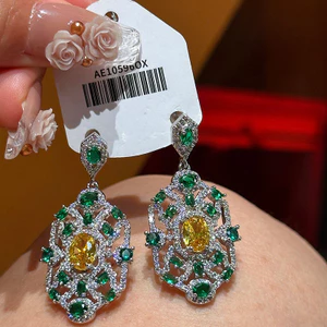 Hàn Quốc Hàn Quốc Tinh Tế Hoa Zircon Thanh Lịch Phong Cách Mới Nhẹ Bông Tai Sang Trọng Bán Buôn