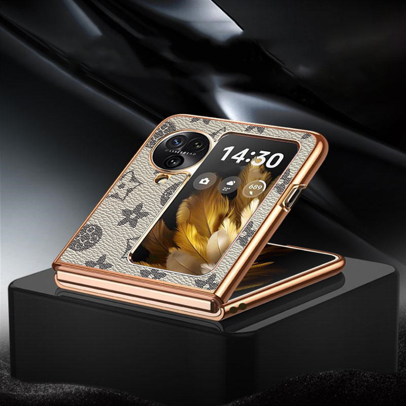 Ốp YJD Cho OPPO Find N3 Flip N2 Flip Thời Trang Cổ Điển Thời Trang Da Mạ Điện Cạnh Chống Rơi Vỏ Điện Thoại