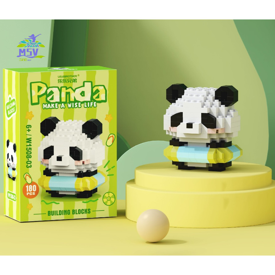 Khối xây dựng gấu trúc Micro miếng nhỏ Đồ chơi xếp hình giáo dục cho trẻ em