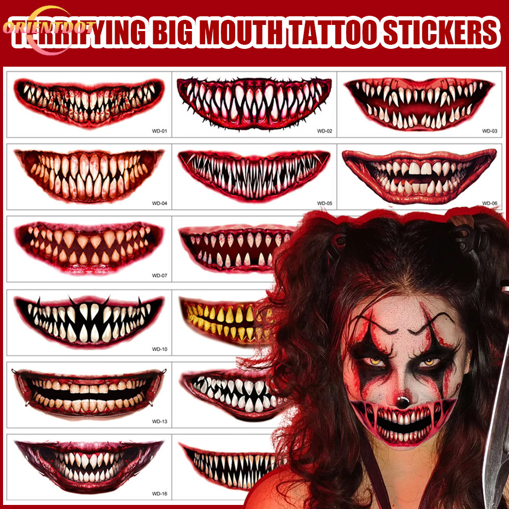 Hình dán giả răng hổ tạm thời an toàn - Phụ kiện hóa trang Halloween dành cho người lớn nam nữ