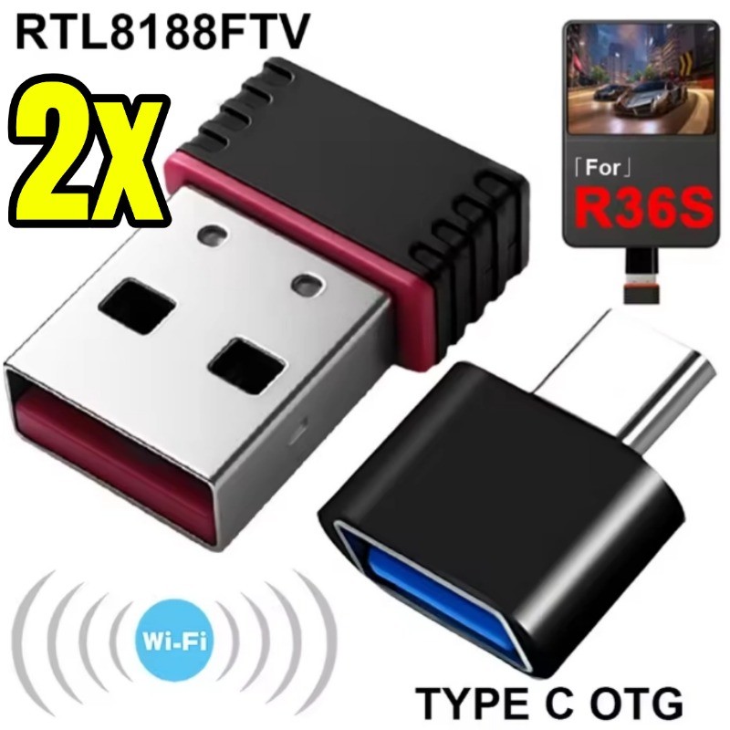 Smooth RTL8188FTV USB Dongles - Bộ chuyển đổi USB loại C bền bỉ - Card mạng không dây tín hiệu ổn định cho R36S R36H​