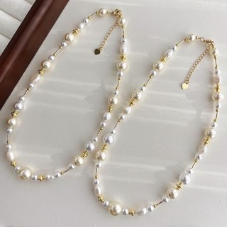 [ DAISYN ] N1030 vòng cổ ngọc trai trắng vàng nhạt phối ngọc trai nước ngọt sang trọng