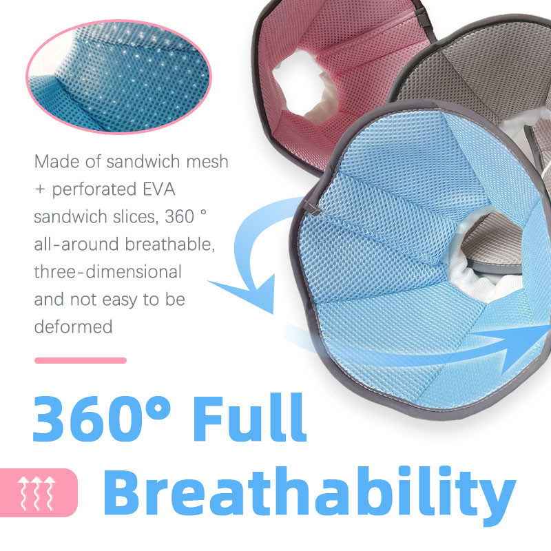 HamshMoc Pet E Collar 360 Lưới thoáng khí Dây buộc có thể điều chỉnh phản quang để phục hồi