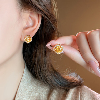 Bông tai hình học thời trang cao cấp với kim cương giả, ánh sáng sang trọng và độc đáo