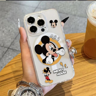 Ốp điện thoại Mickey nghịch ngợm cho iPhone16 15 14 11 13 12 X XS Pro Max XR Mini Xr 7 8 Plus Vỏ bảo vệ từ tính chống sốc trong suốt không màu vàng