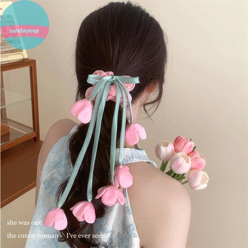 SUND Lily Of The Valley & Hoa Hồng - Cà Vạt Tóc Họa Tiết Hoa Với Dây Kéo Dài - Phụ Kiện Tóc Ethereal Cho Nữ